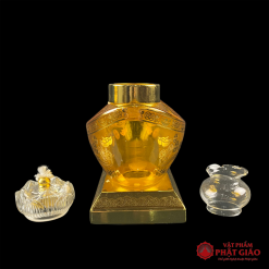 Đèn Dầu Đính Bảo Thủy Tinh Màu Vàng 5 5 4