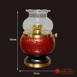 Đèn Dầu Chất Liệu Đồng Vân Đá Màu Nâu Đỏ, Nhiều Kích Cỡ 7 6