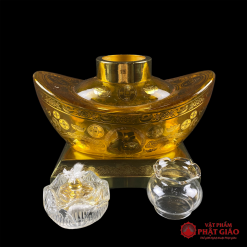 Đèn Dầu Đính Bảo Thủy Tinh Màu Vàng 6 6 3