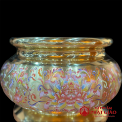 Đèn Dầu Bằng Đồng Họa Tiết Hoa Sen Màu, Cao 35cm 7 7 2