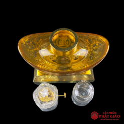 Đèn Dầu Đính Bảo Thủy Tinh Màu Vàng 8 8 3