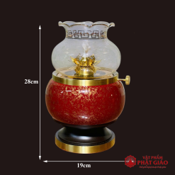 Đèn Dầu Chất Liệu Đồng Vân Đá Màu Nâu Đỏ, Nhiều Kích Cỡ 9 9