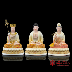 Bộ Tượng Ta Bà Tam Thánh Bằng Bột Đá Tọa Đài Sen Đế To Sơn Vẽ Hoa, Cao 30cm, 40cm, 48cm 7 bo tuong ta ba tam thanh bang bot da de to son ve hoa cao 30cm 40cm 48cm vat pham phat giao la boi 2