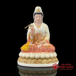 Bộ Tượng Ta Bà Tam Thánh Bằng Bột Đá Tọa Đài Sen Đế To Sơn Vẽ Hoa, Cao 30cm, 40cm, 48cm 4 bo tuong ta ba tam thanh bang bot da de to son ve hoa cao 30cm 40cm 48cm vat pham phat giao la boi 5