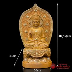 Bộ Tượng Ta Bà Tam Thánh Gỗ Long Não Có Lá Đề Viền Vàng, Cao 40cm, 48cm, 65cm 1 bo tuong ta ba tam thanh go long nao co la de vien vang cao 40cm 48cm 65cm vat pham phat giao la boi 7