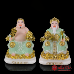 bo tuong than tai tho dia bang bot da mau xanh vien vang cao cap cao 20cm 25cm 30cm vat pham phat giao la boi 2