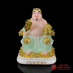 bo tuong than tai tho dia bang bot da mau xanh vien vang cao cap cao 20cm 25cm 30cm vat pham phat giao la boi 3