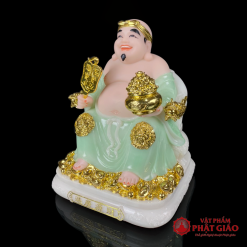 bo tuong than tai tho dia bang bot da mau xanh vien vang cao cap cao 20cm 25cm 30cm vat pham phat giao la boi 5