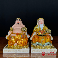 Bộ Tượng Thần Tài Thổ Địa Bằng Bột Đá Sơn Vàng, Cao 20cm, 25cm, 30cm 5 bo tuong than tai tho dia bang bot da son vang cao 20cm 25cm 30cm vat pham phat giao la boi 2