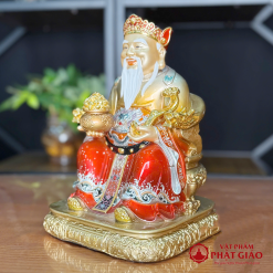 Bộ Tượng Thần Tài Thổ Địa Bằng Đồng Cao Cấp Sơn Đỏ, Cao 25cm, 30cm 2 bo tuong than tai tho dia bang dong cao cap son do cao 25cm 30cm vat pham phat giao la boi 5