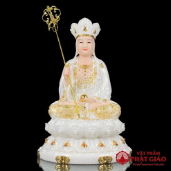 Tượng Địa Tạng Bồ Tát Bằng Bột Đá Trắng Viền Vàng, Cao 30cm, 40cm, 48cm 5 tuong dia tang bo tat bang bot da trang vien vang cao 30cm 40cm 48cm vat pham phat giao la boi 2