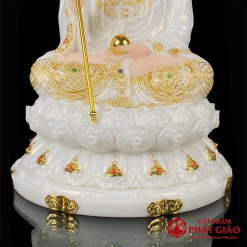 Tượng Địa Tạng Bồ Tát Bằng Bột Đá Trắng Viền Vàng, Cao 30cm, 40cm, 48cm 4 tuong dia tang bo tat bang bot da trang vien vang cao 30cm 40cm 48cm vat pham phat giao la boi 3