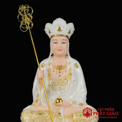 Tượng Địa Tạng Bồ Tát Bằng Bột Đá Trắng Viền Vàng, Cao 30cm, 40cm, 48cm 3 tuong dia tang bo tat bang bot da trang vien vang cao 30cm 40cm 48cm vat pham phat giao la boi 4