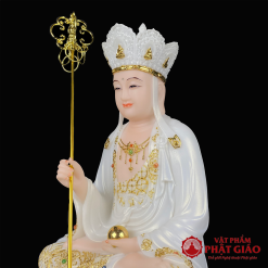 Tượng Địa Tạng Bồ Tát Bằng Bột Đá Trắng Viền Vàng, Cao 30cm, 40cm, 48cm 2 tuong dia tang bo tat bang bot da trang vien vang cao 30cm 40cm 48cm vat pham phat giao la boi 5