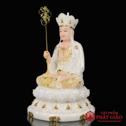 Tượng Địa Tạng Bồ Tát Bằng Bột Đá Trắng Viền Vàng, Cao 30cm, 40cm, 48cm 1 tuong dia tang bo tat bang bot da trang vien vang cao 30cm 40cm 48cm vat pham phat giao la boi 6