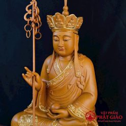 Tượng Địa Tạng Bồ Tát Bằng Gỗ Long Não Điểm Vàng, Cao 40cm, 48cm, 65cm 3 tuong dia tang bo tat bang go long nao diem vang cao 40cm 48cm 65cm vat pham phat giao la boi 3
