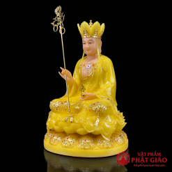 Tượng Địa Tạng Bồ Tát Bột Đá Thạch Anh Viền Vàng Ngồi Hoa Sen, Cao 30cm, 40cm, 48cm, 65cm 4 tuong dia tang bo tat bot da thach anh vien vang ngoi hoa sen cao 30cm 40cm 48cm 65cm vat pham phat giao la boi 3