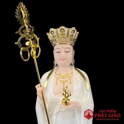 Tượng Địa Tạng Vương Bồ Tát Đứng Mây Bằng Bột Đá Trắng, Cao 48cm, 65cm 3 tuong dia tang bo tat dung may bang bot da trang cao 48cm 65cm vat pham phat giao la boi 4