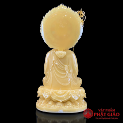 Tượng Địa Tạng Vương Bồ Tát Ngồi Bằng Bột Đá Thạch Anh Viền Vàng Có Lá Đề, Cao 40cm, 48cm, 65cm, 90cm 3 tuong dia tang bo tat ngoi bang bot da thach anh vien vang co la de cao 40cm 48cm 65cm 90cm vat pham phat giao la boi 4