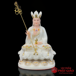 Tượng Địa Tạng Bồ Tát Ngồi Bằng Bột Đá Trắng Viền Vàng, Cao 30cm, 40cm, 50cm, 65cm 5 tuong dia tang bo tat ngoi bang bot da trang cao 30cm 40cm 50cm 65cm vat pham phat giao la boi 2