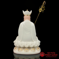 Tượng Địa Tạng Bồ Tát Ngồi Bằng Bột Đá Trắng Viền Vàng, Cao 30cm, 40cm, 50cm, 65cm 3 tuong dia tang bo tat ngoi bang bot da trang cao 30cm 40cm 50cm 65cm vat pham phat giao la boi 4