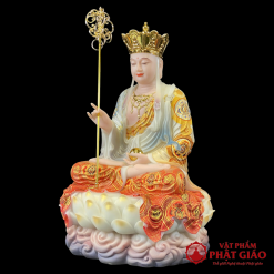 Tượng Địa Tạng Bồ Tát Ngồi Đế Non Nước Phú Quý Vẽ Hoa Bằng Bột Đá, Cao 40cm, 48cm, 65cm, 90cm, 105cm, 125cm 4 tuong dia tang bo tat ngoi de non nuoc phu quy ve hoa bang bot da cao 40cm 48cm 65cm 90cm 105cm 125cm vat pham phat giao la boi 3