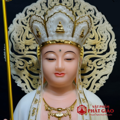 Tượng Địa Tạng Vương Bồ Tát Đứng Có Lá Đề, Cao 40cm, 48cm, 65cm 2 tuong dia tang vuong bo tat dung co la de bang bot da cao 40cm 48cm 65cm vat pham phat giao la boi 1 2