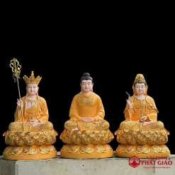 Tượng Phật Thích Ca Bằng Composite Y Vàng, Đế Sen 3 Tầng, Cao 50cm 1 tuong phat thich ca bang composite y vang de sen 3 tang cao 50cm vat pham phat giao la boi 6