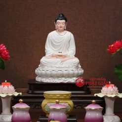 tuong phat thich ca mau ni bang gom su cao cap y trang vien vang cao 30cm 40cm 48cm vat pham phat giao la boi 10