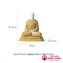 tuong phat thich ca ngoi thien bang gom su cao 35cm trang tri ban tho phong khach ban lam viec vat pham phat giao la boi 8