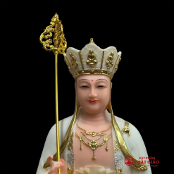 Tượng Địa Tạng Vương Bồ Tát Ngồi Đế Mây Bằng Bột Đá Sơn Màu Cam, Cao 40cm 4 Tuong Dia Tang Vuong Bo Tat Ngoi De May Bang Bot Da Son Mau Cam Cao 40cm vppg 4