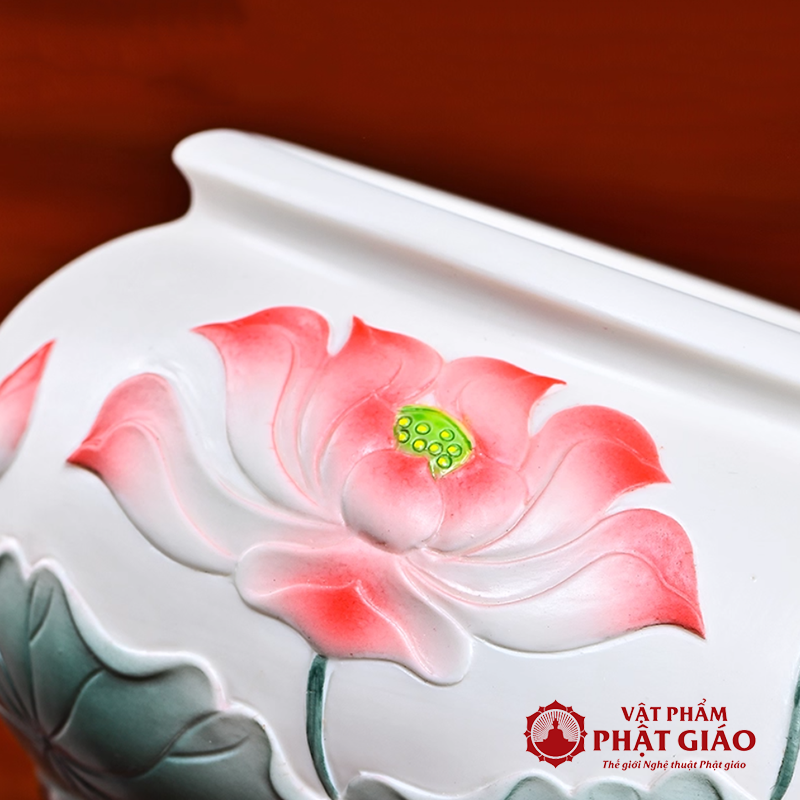 Bát Hương Gốm Họa Tiết Hoa Sen Đỏ Lá Xanh Cỡ 20cm vppg 4 Bat Huong Gom Hoa Tiet Hoa Sen Do La Xanh Co 20cm vppg 4