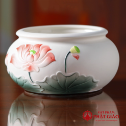 Bát Hương Gốm Họa Tiết Hoa Sen Đỏ Lá Xanh Cỡ 20cm 7 Bat Huong Gom Hoa Tiet Hoa Sen Do La Xanh Co 20cm vppg 7