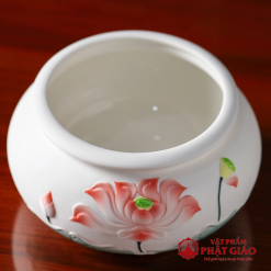 Bát Hương Gốm Họa Tiết Hoa Sen Đỏ Lá Xanh Cỡ 20cm 8 Bat Huong Gom Hoa Tiet Hoa Sen Do La Xanh Co 20cm vppg 8