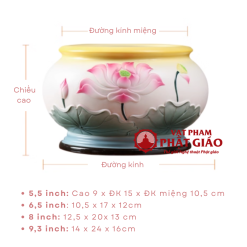 Bát Hương Gốm Sứ Họa Tiết Sen Hồng Miệng Vàng, Nhiều Kích Cỡ 3 Bat Huong Gom Su Hoa Tiet Sen Hong Mieng Vang Nhieu Kich Co vppg 3