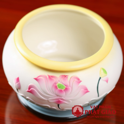 Bát Hương Gốm Sứ Họa Tiết Sen Hồng Miệng Vàng, Nhiều Kích Cỡ 7 Bat Huong Gom Su Hoa Tiet Sen Hong Mieng Vang Nhieu Kich Co vppg 7
