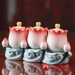 Bo Chen Nuoc Tho Gom Su Hinh Hoa Sen Trang Nha vppg 8