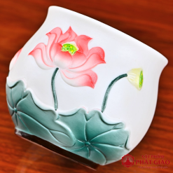 COC NUOC THO GOM SU SEN HONG LA XANH CAO 12.5CM vppg 4