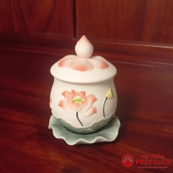 COC NUOC THO GOM SU SEN HONG LA XANH CAO 12.5CM vppg 6