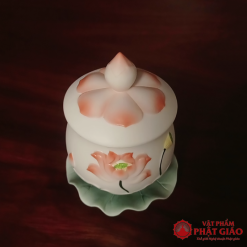 COC NUOC THO GOM SU SEN HONG LA XANH CAO 12.5CM vppg 7