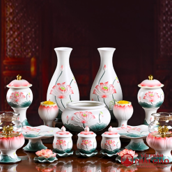 COC NUOC THO GOM SU SEN HONG LA XANH CAO 12.5CM vppg 8