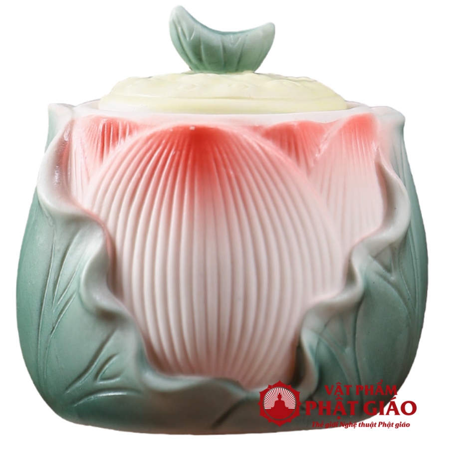 Chén Nước Thờ Hoa Sen Bằng Gốm Sứ, Cao 8.5cm vppg 1 Chen Nuoc Tho Hoa Sen Bang Gom Su Cao 8.5cm vppg 1