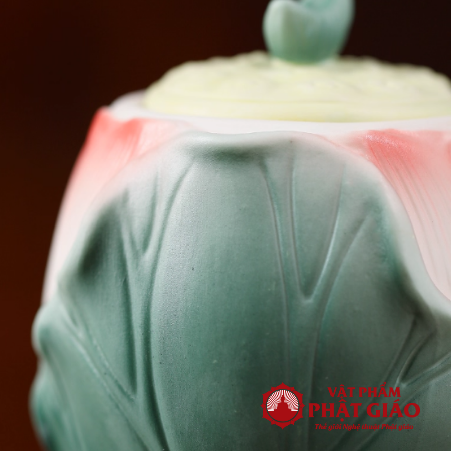 Chén Nước Thờ Hoa Sen Bằng Gốm Sứ, Cao 8.5cm vppg 10 Chen Nuoc Tho Hoa Sen Bang Gom Su Cao 8.5cm vppg 10