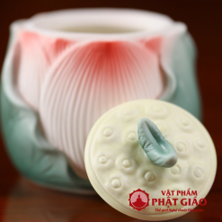 Chén Nước Thờ Hoa Sen Bằng Gốm Sứ, Cao 8.5cm 9 Chen Nuoc Tho Hoa Sen Bang Gom Su Cao 8.5cm vppg 11