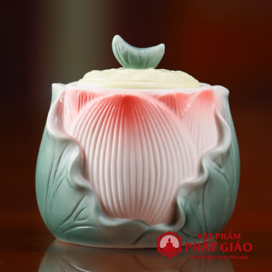 Chén Nước Thờ Hoa Sen Bằng Gốm Sứ, Cao 8.5cm vppg 2 Chen Nuoc Tho Hoa Sen Bang Gom Su Cao 8.5cm vppg 2