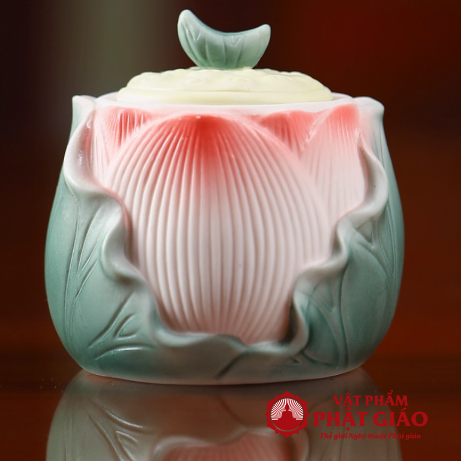 Chén Nước Thờ Hoa Sen Bằng Gốm Sứ, Cao 8.5cm vppg 8 Chen Nuoc Tho Hoa Sen Bang Gom Su Cao 8.5cm vppg 8
