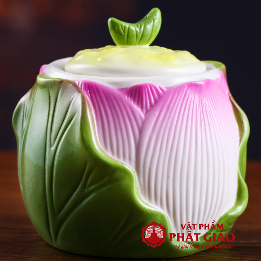 Cốc Đựng Nước Quan Âm Hình Búp Sen Gốm Sứ Màu Hồng Tím vppg 4 Coc Dung Nuoc Quan Am Hinh Bup Sen Gom Su Mau Hong Tim vppg 4