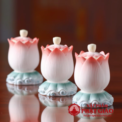 Coc Nuoc Tho Gom Su Hinh Bup Sen Hong Cao 9.5cm vppg 2