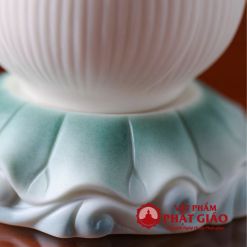 Coc Nuoc Tho Gom Su Hinh Bup Sen Hong Cao 9.5cm vppg 3