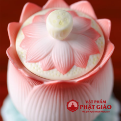 Coc Nuoc Tho Gom Su Hinh Bup Sen Hong Cao 9.5cm vppg 4